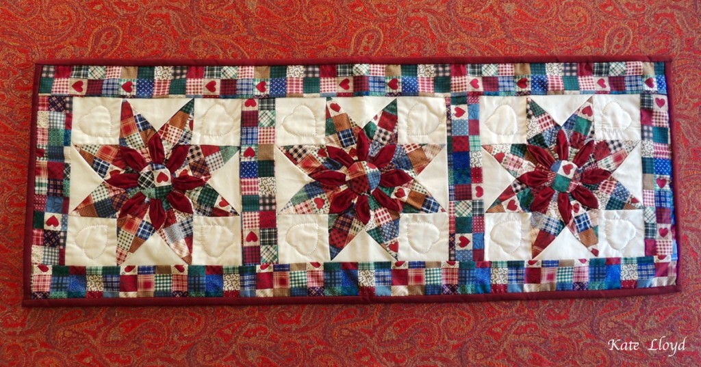 Amish-made hand-quilted Star Pattern Table Runner from Lancaster County, PA.